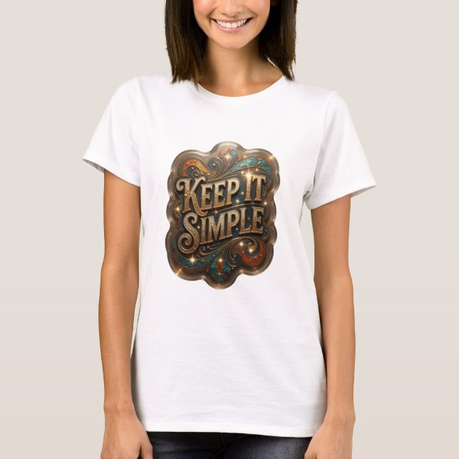 Sharp Gold KEEP IT SIMPLE Print T-Shirt (Front)