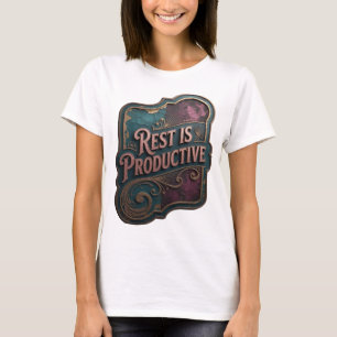 Sharp Gold REST IS PRODUCTIVE 3D Text Art T-Shirt