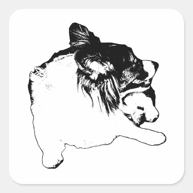 Sharp-Line Corgi Square Sticker (Front)