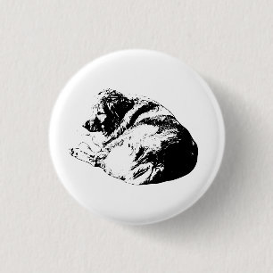 Sharp Line Curl Dog Adds Festive Restful Flair 1 Inch Round Button