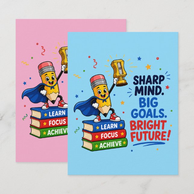 Sharp Mind Big Goals Bright Future Graduation Card (Front/Back)