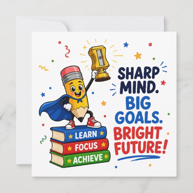 Sharp Mind Big Goals Bright Future Graduation Card (Front)
