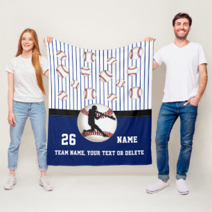 Sharp Personalized Baseball Throw Blanket, 3 Text Fleece Blanket