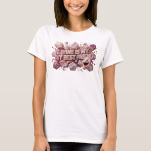 Sharp Pink WINE IS MY MY BEST FRIEND Quote Shirt