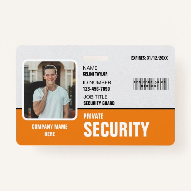 Sharp & Professional: Custom Security Guard ID  Badge (Front)