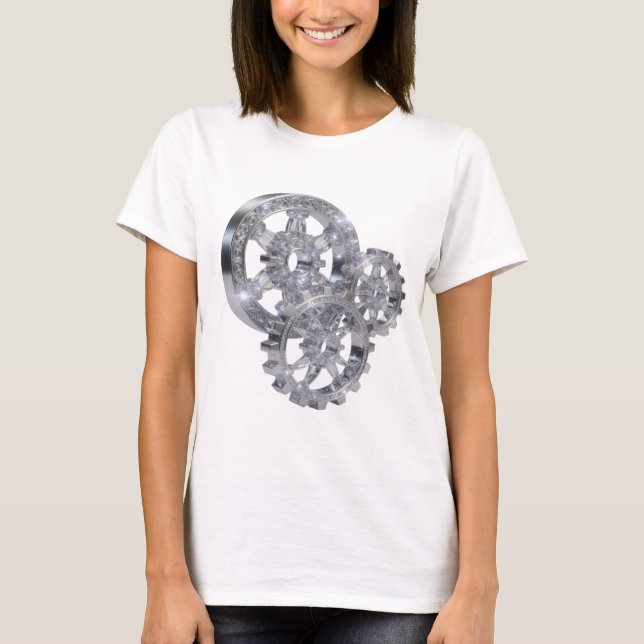 Sharp Silver GEMS IN MOTION 3D Text Art T-Shirt (Front)