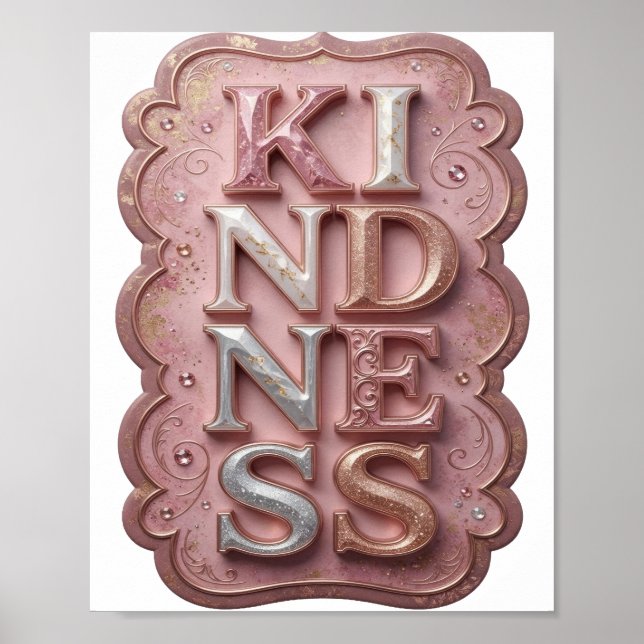 Sharp Silver KINDNESS Quote Design Poster (Front)