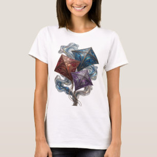 Sharp Silver THREE KITES Text Design T-Shirt