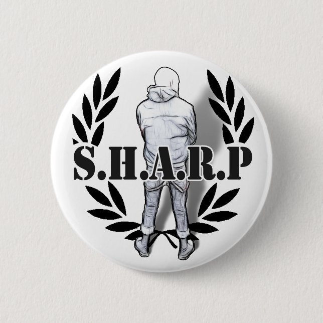 sharp skin standing 2 inch round button (Front)