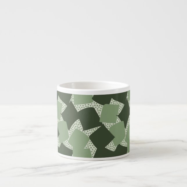 Sharp Start: Abstract Geometric Vintage Sage Espresso Cup (Front)