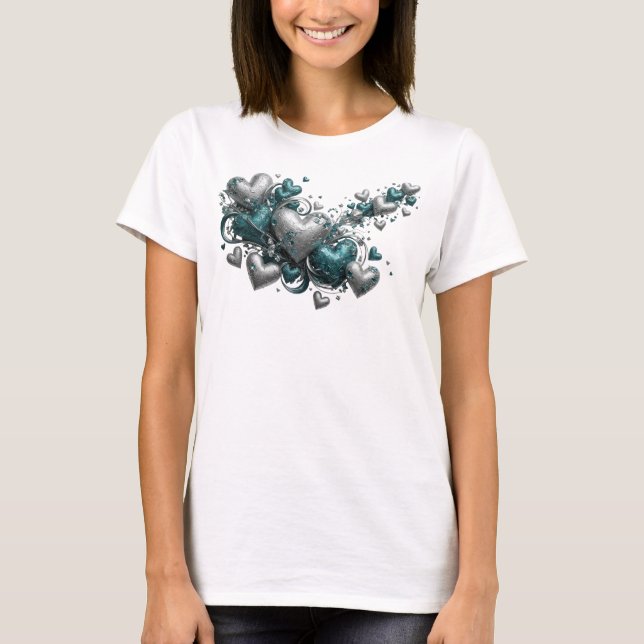 Sharp Teal ABSTRACT ART Design T-Shirt (Front)