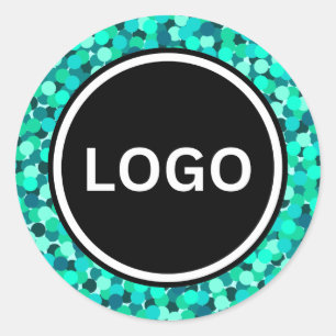 Sharp Teal Abstract Modern Shimmering  Classic Round Sticker
