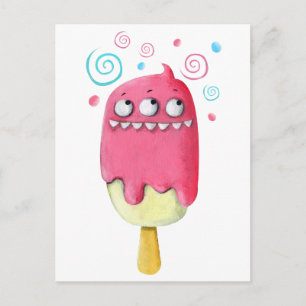 Sharp Teeth Monster Ice Cream Popsicle Postcard