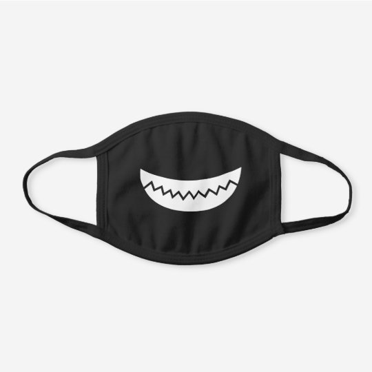 Sharp Teeth Smile Black Cotton Face Mask | Zazzle.ca
