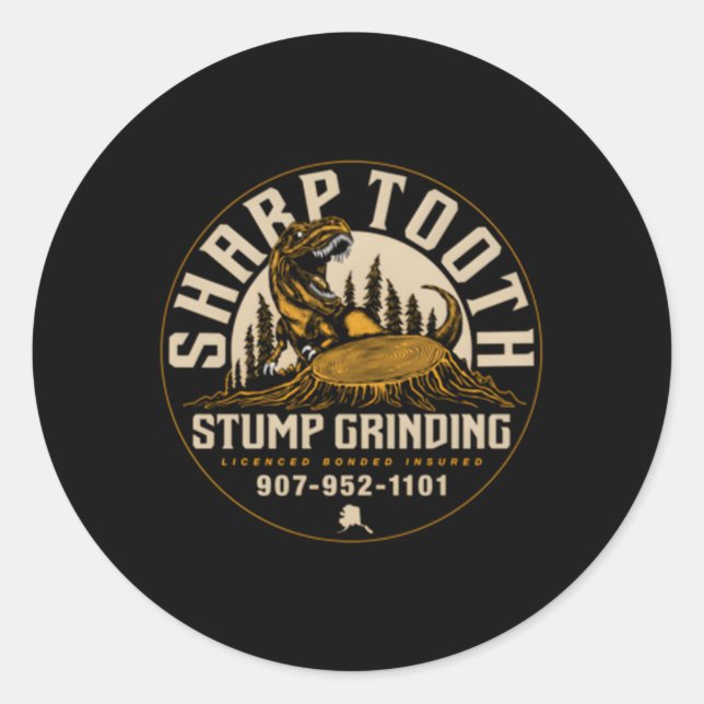 Sharp Tooth Stump Grinding Classic Round Sticker (Front)