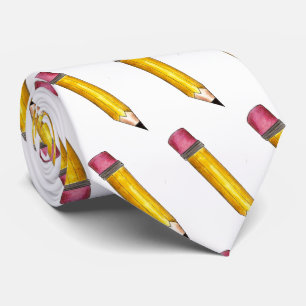 Sharp Yellow #2 Pencil Teacher School Teaching Tie