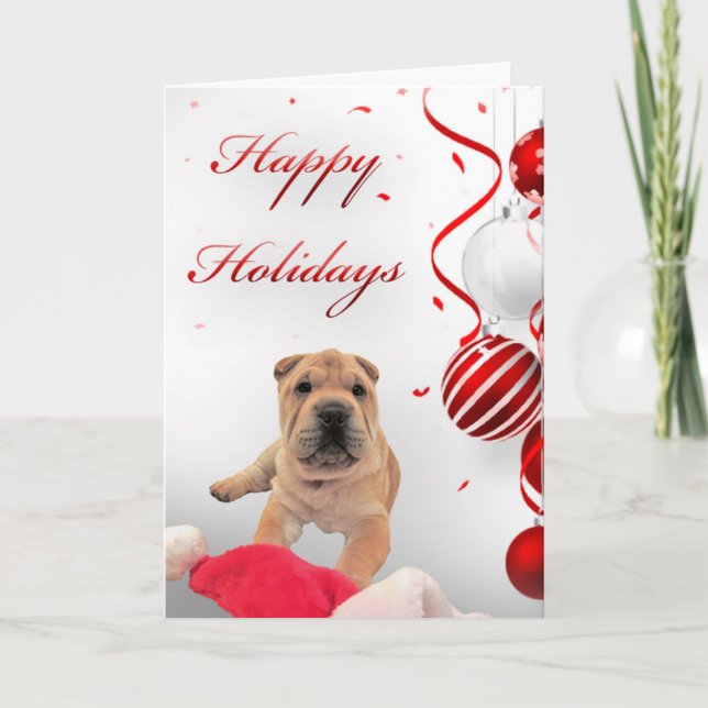 Sharpei Happy Holidays Holiday Card (Front)