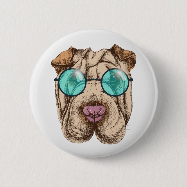 Sharpei In Sunglasses 2 Inch Round Button (Front)