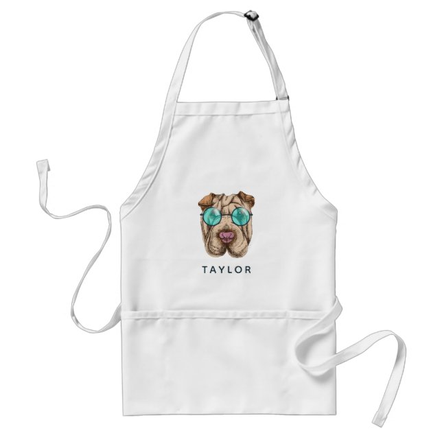 Sharpei In Sunglasses | Add Your Name Standard Apron (Front)