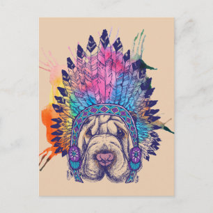 Sharpei Native American Indian Chief Postcard