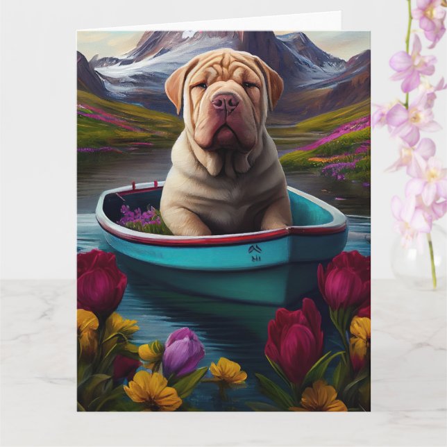 Sharpei on a Paddle: A Scenic Adventure Card (Orchid)