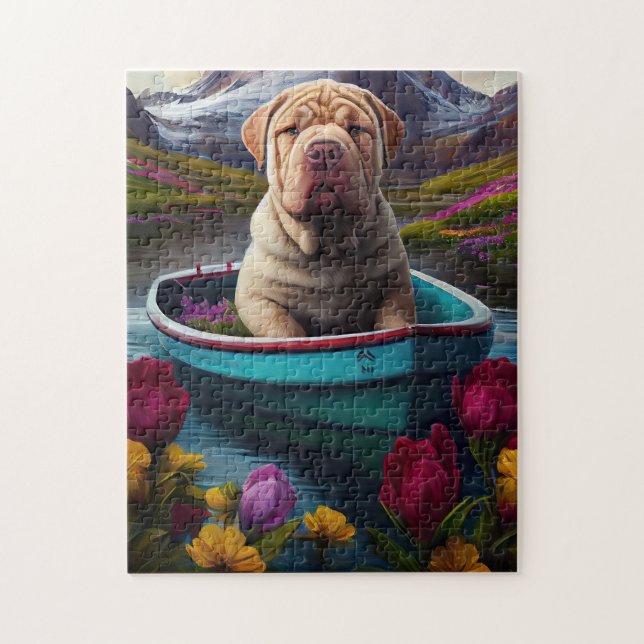 Sharpei on a Paddle: A Scenic Adventure Jigsaw Puzzle (Vertical)