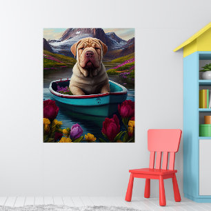 Sharpei on a Paddle: A Scenic Adventure Poster