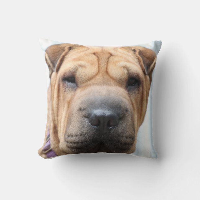 Sharpei Throw Pillow (Front)