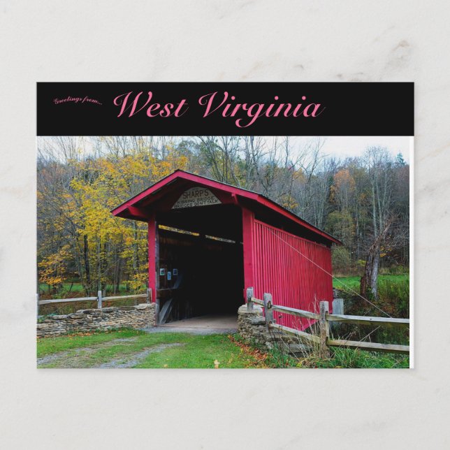 Sharp's Kissing Bridge West Virginia Postcard (Front)