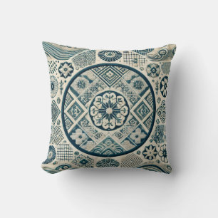Shashiko-Inspired Design 3 Throw Pillow