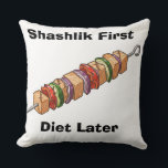 Shashlik Throw Pillow<br><div class="desc">Shashlik is a popular dish in many countries of the Caucasus, Central Asia, and Eastern Europe, but it holds a special place in Georgian cuisine. This delicious skewered meat, often made from marinated chunks of beef, lamb, or pork, is grilled over an open flame, creating a smoky, savory flavor that’s...</div>