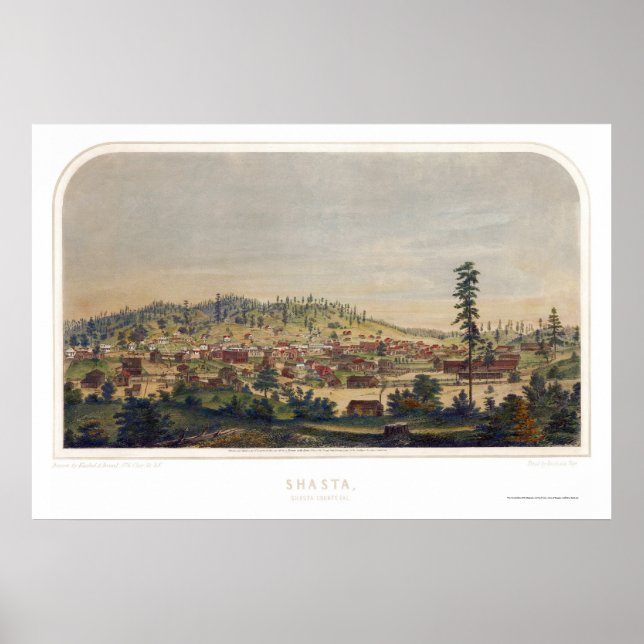 Shasta, CA Panoramic Map - 1856 Poster (Front)