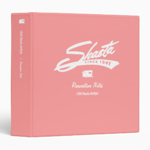 Shasta Camper Renovation Notes Custom Pink Binder