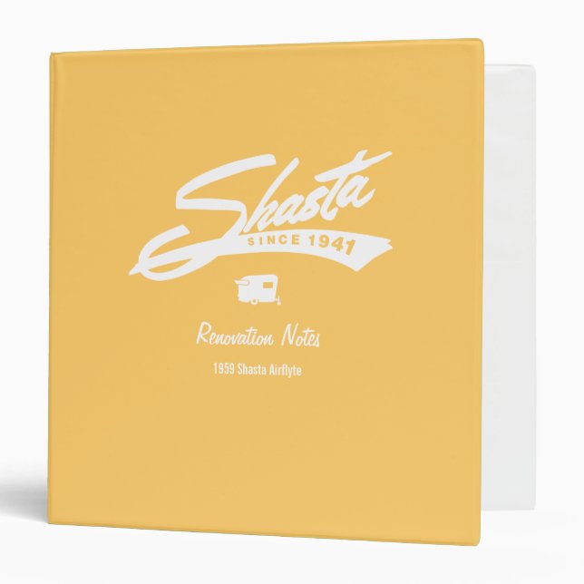 Shasta Camper Renovation Notes Customizable Binder (Front/Inside)