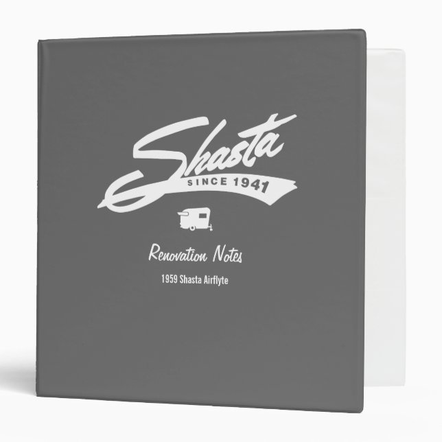 Shasta Camper Renovation Notes Customizable Binder (Front/Inside)