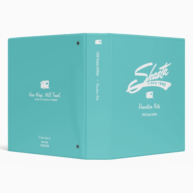 Shasta Camper Renovation Notes Customizable Binder (Background)