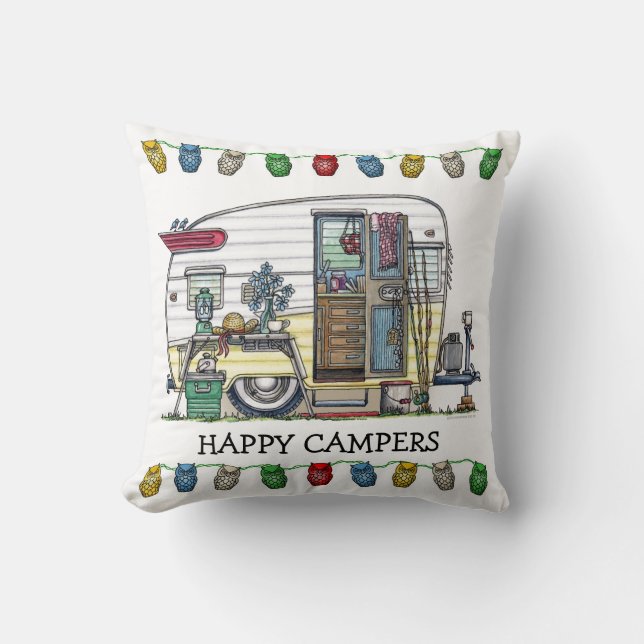 Shasta Camper Trailer RV Throw Pillow (Front)