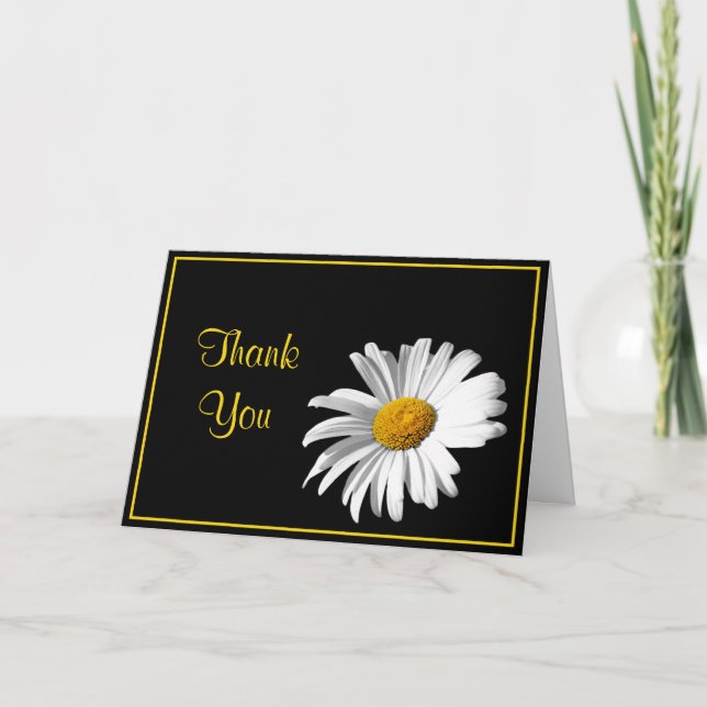 Shasta Daisy Black Gold Wedding Thank You (Front)