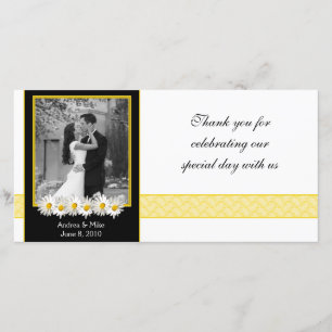 Shasta Daisy Black Gold Wedding Thank You Card