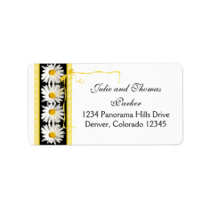 Shasta Daisy Curly Ribbon Wedding Return Address Label
