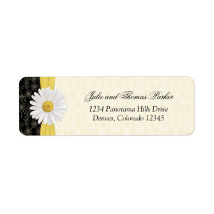 Shasta Daisy Floral Mariage Adresse de retour Labe