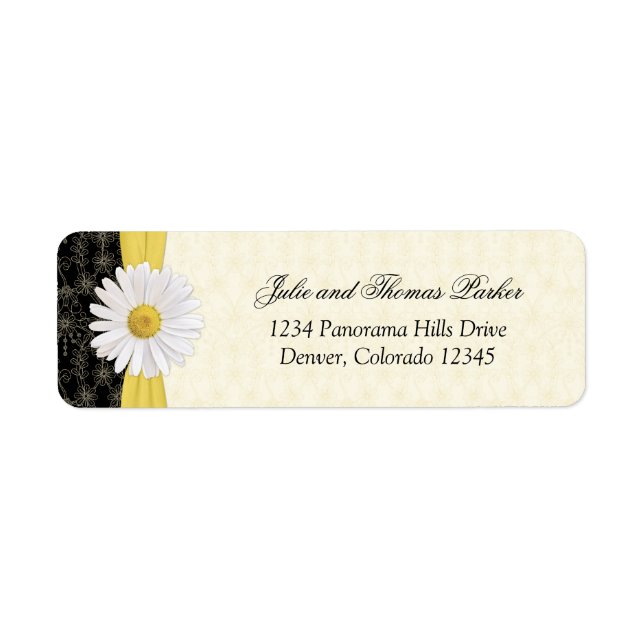 Shasta Daisy Floral Mariage Adresse de retour Labe (Devant)