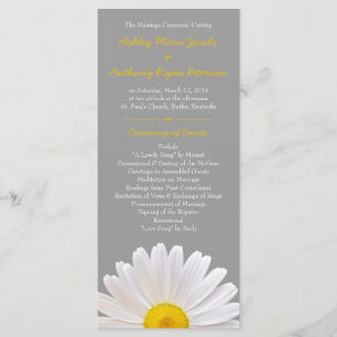 Shasta Daisy Flower Yellow Grey Wedding Program