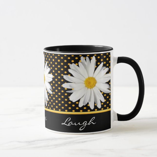 Shasta Daisy Polka Dot "Live, Love, Laugh" Mug (Right)