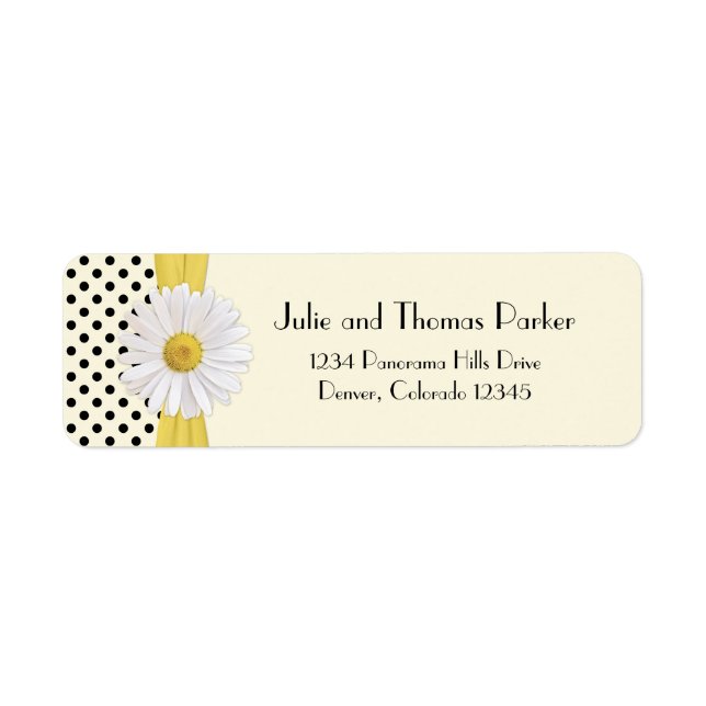 Shasta Daisy Polka Dot Mariage Adresse de retour (Devant)