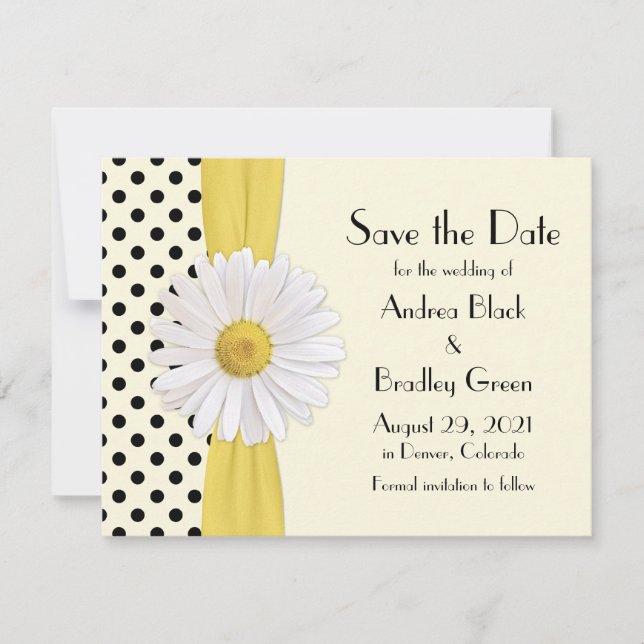 Shasta Daisy Polka Dot Save the Date Announcement (Front)