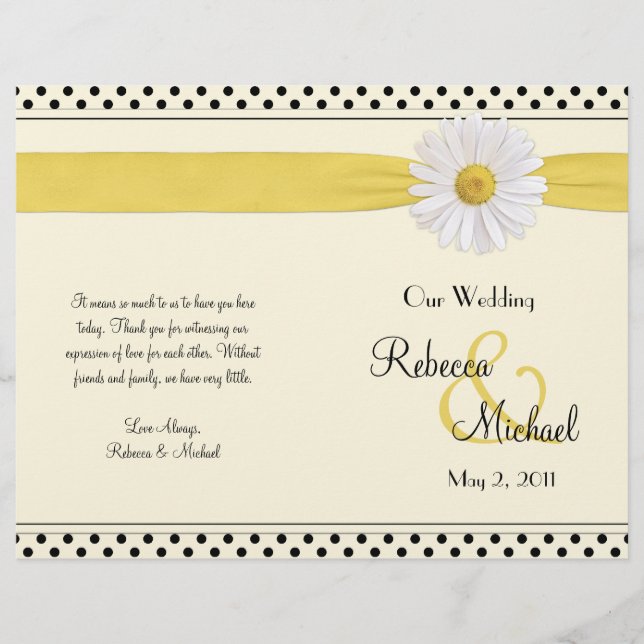 Shasta Daisy Polka Programme de mariage aux points (Devant)