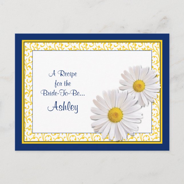 Shasta Daisy Recipe Card for the Bride to Be (Front)