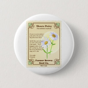 Shasta Daisy Seed Packet 2 Inch Round Button