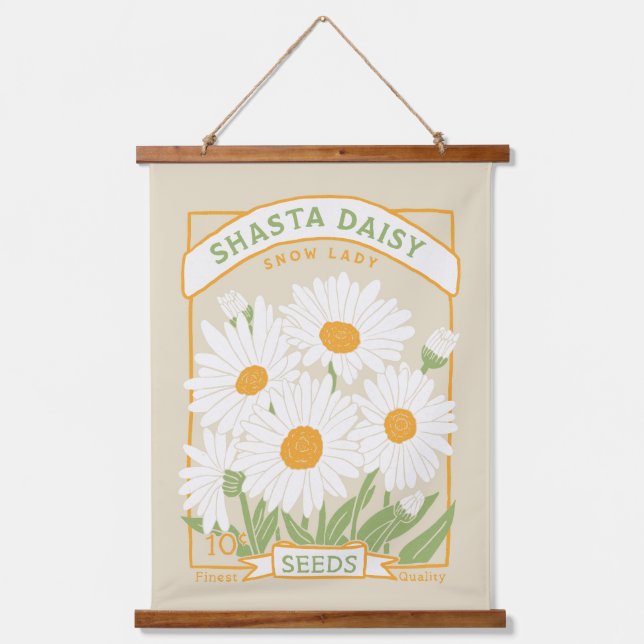 Shasta Daisy Seed Packet Hanging Tapestry  (Front)